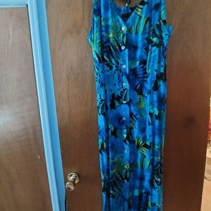 Maxi Sundress. Tropical pattern